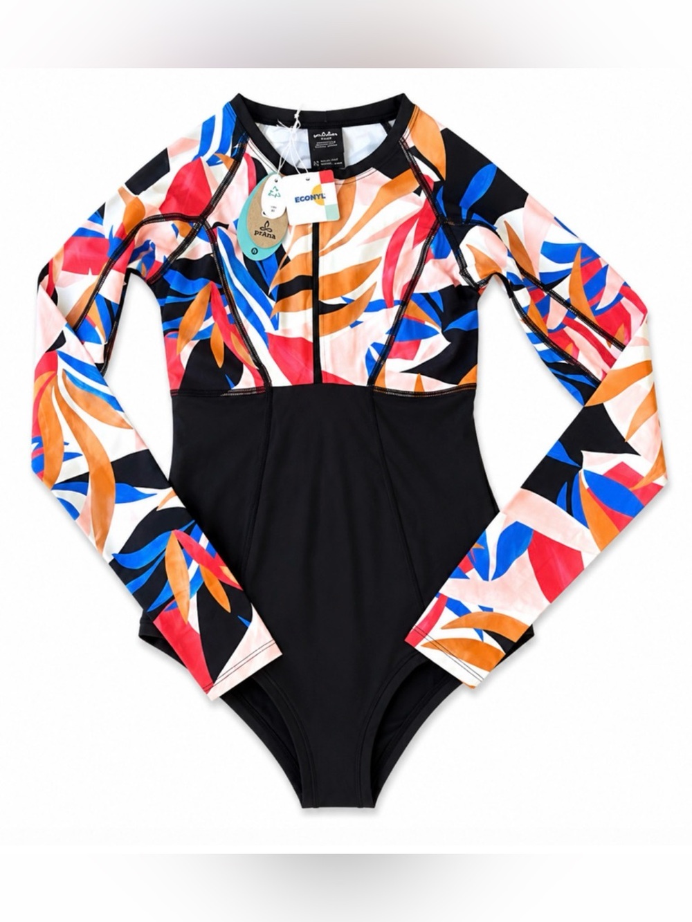NEW prAna TROPICS COLORBLOCK MCKALYA LONG SLEEVE ONE PIECE SWIMSUIT 1968011 XS